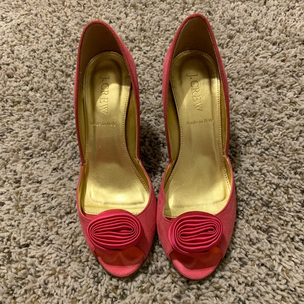 J.Crew Fleur Suede Peep-Toe Pumps, sz 5.5